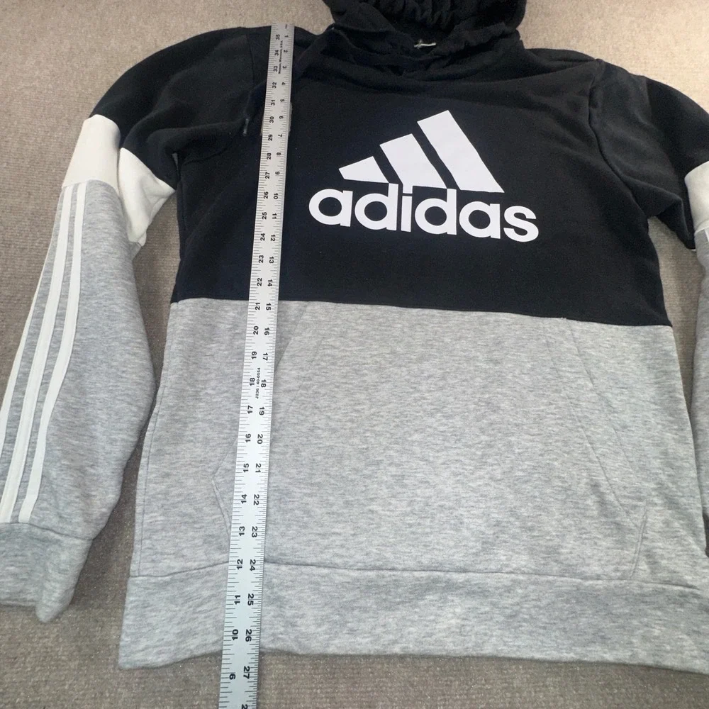 Adidas Mens Colorblock Logo Hoodie Black Grey White Sweatshirt 6135